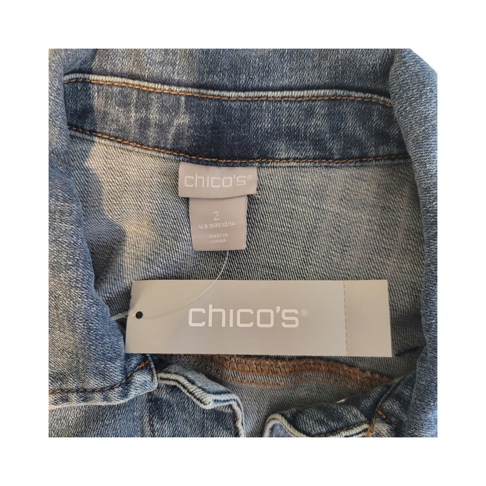 Chico's Blue Jean Jacket Relaxed Fit Timeless Design - Picture 9 of 13